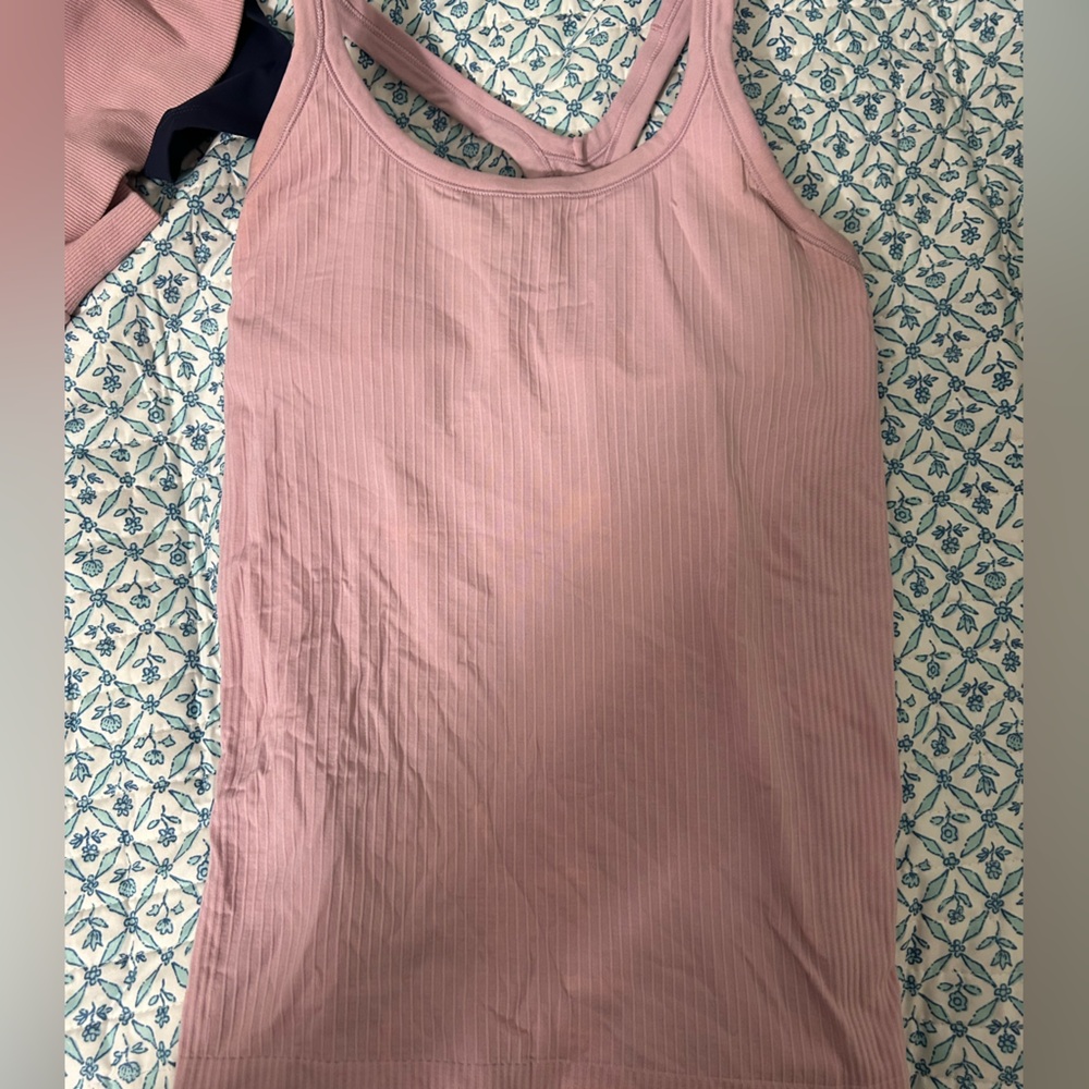 Lululemon Athletica Pink Ribbed Backless Tank Top